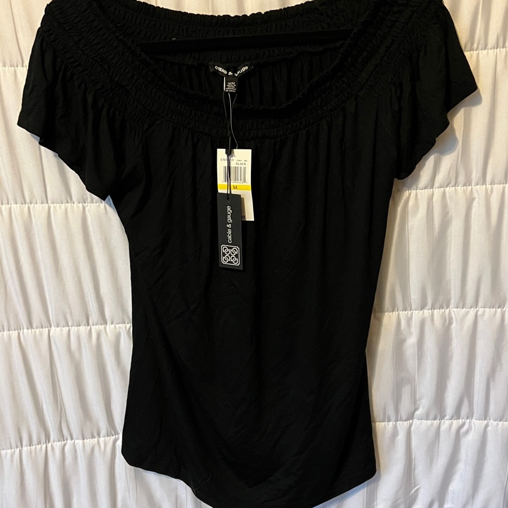 Cable and Gauge Off the shoulder top